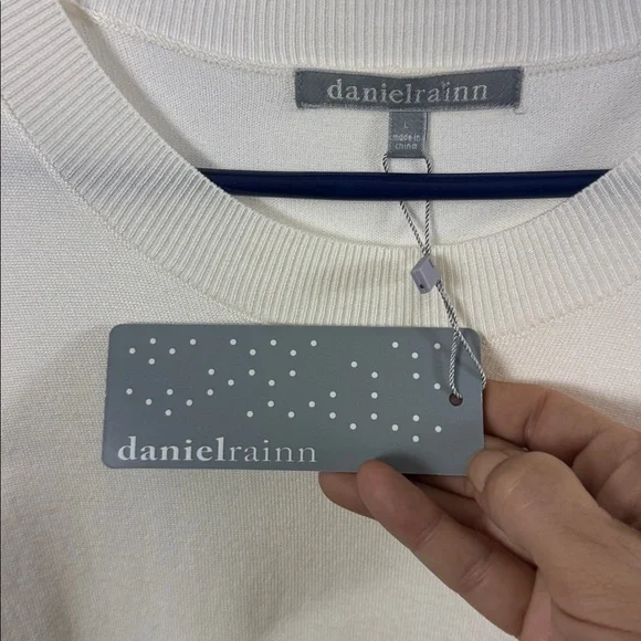 NWT Daniel Rainn Floral Puff Sleeve Mixed Media Sweater size large - Picture 5 of 7